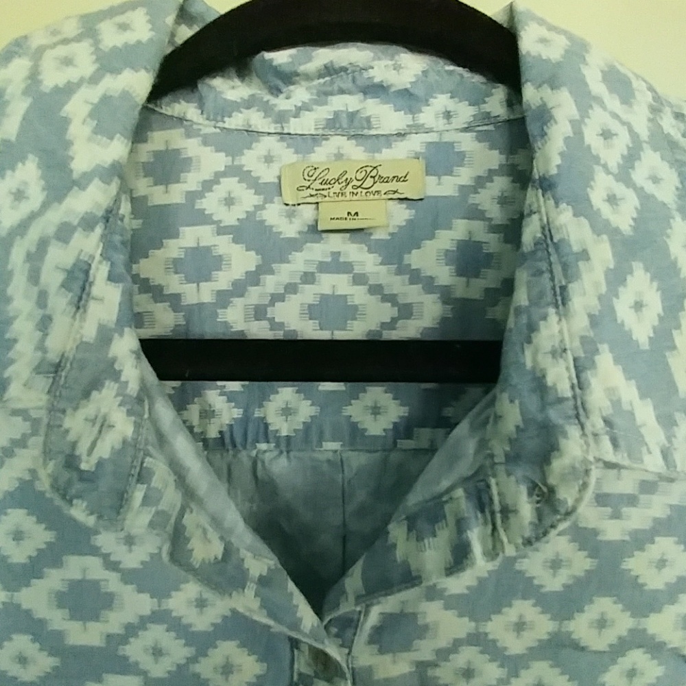 Lucky Brand Aztec print denim cotton dress M